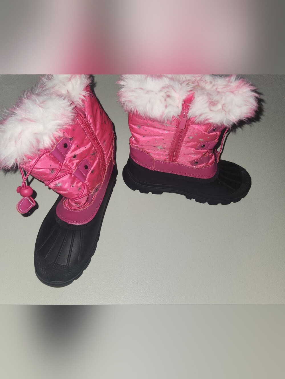 Dream Pairs Girls Pink Faux-Fur Winter Snow Boots Size 6 Girls